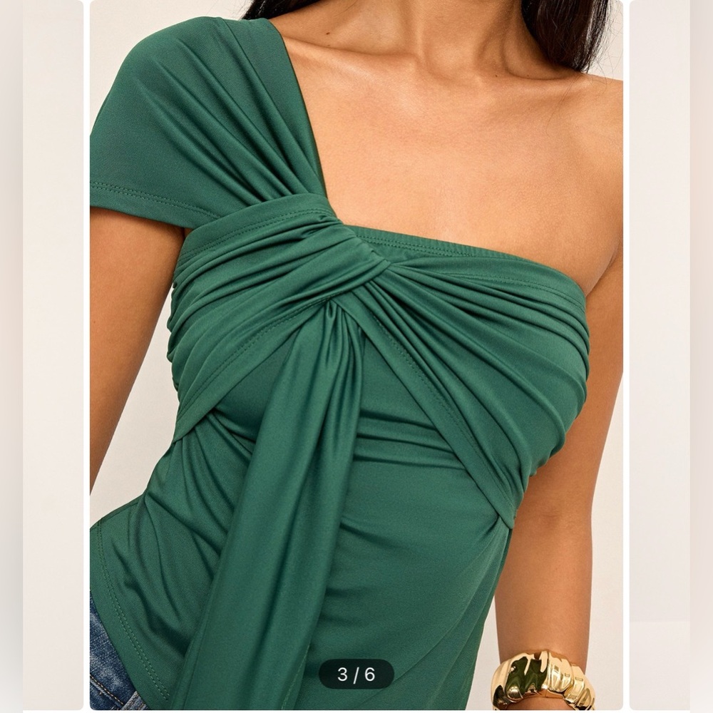 Commense One Shoulder Top with Drape Detail